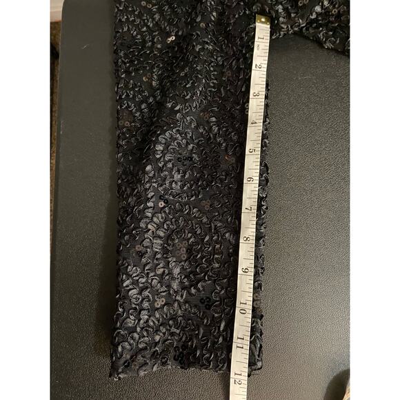 Vintage Helene Blake Sequin Wrap Evening Blouse Women 6 Lace Sleeve V Neck Black - Picture 11 of 15